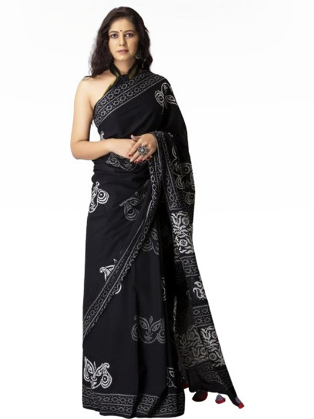 Lovwear White Pure Cotton  Sarees