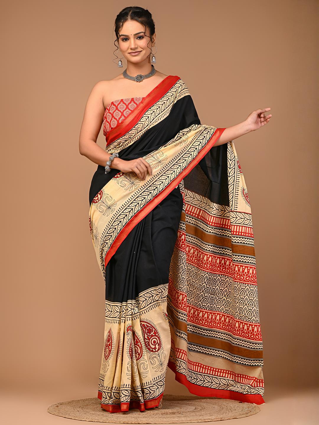 Lovwear Black Pure Cotton Sarees