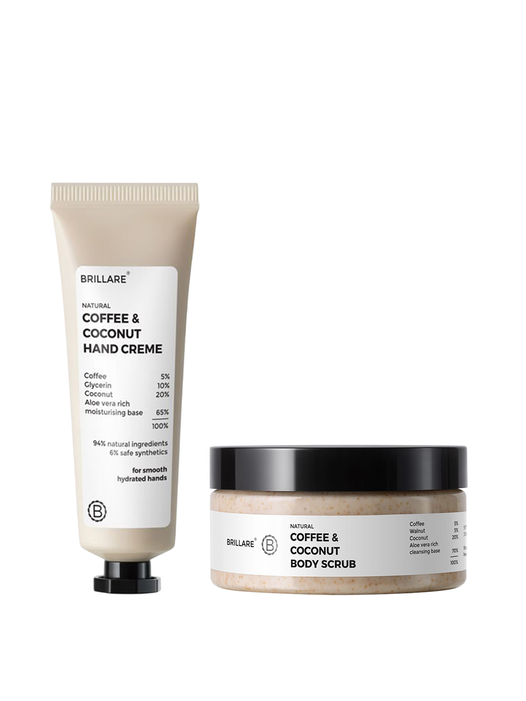 BRILLARE Set of Coffee & Coconut Hand Creme 30g & Body Scrub 780 g