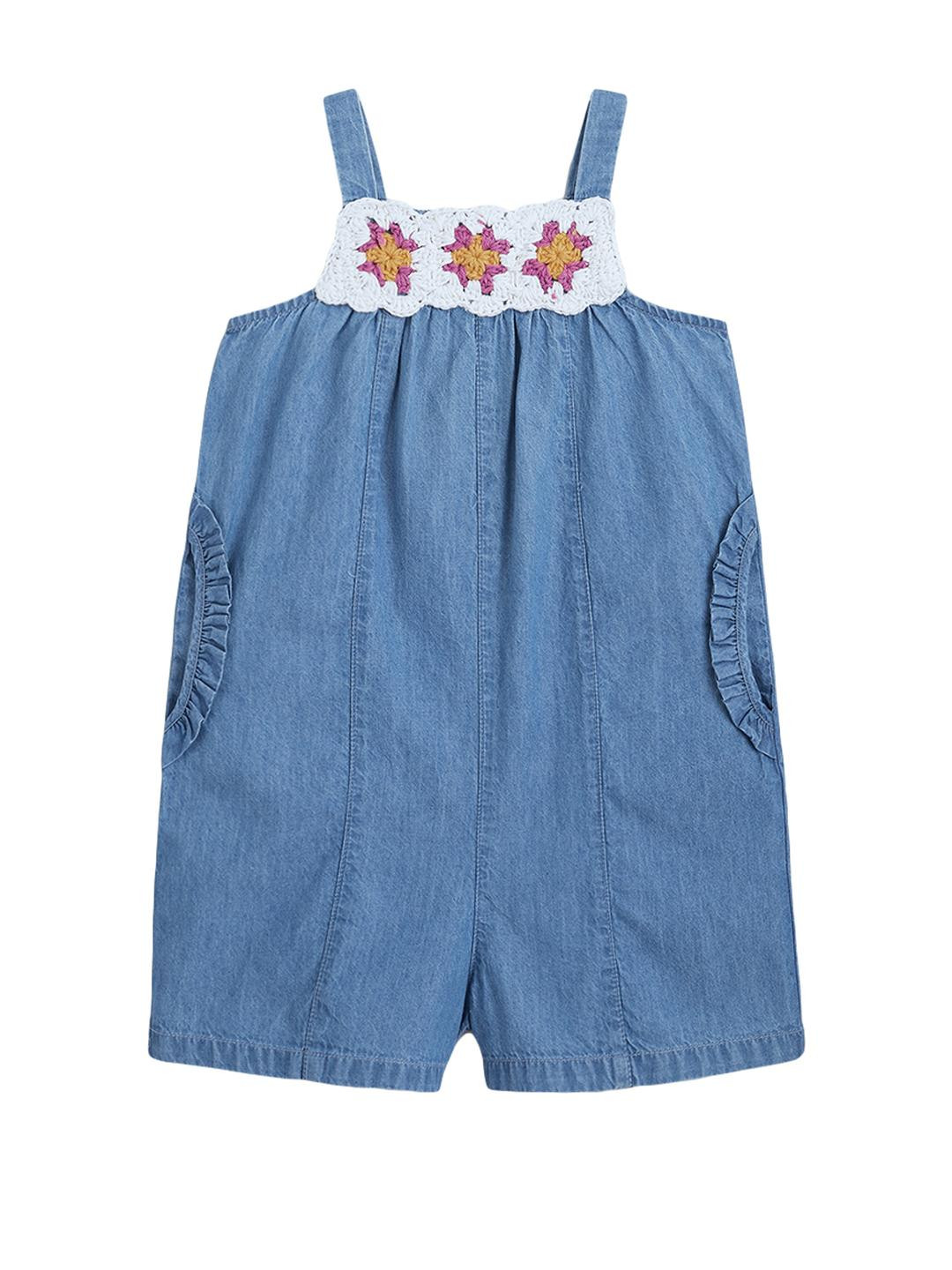 Hopscotch Girls Pure Cotton Crochet Playsuit
