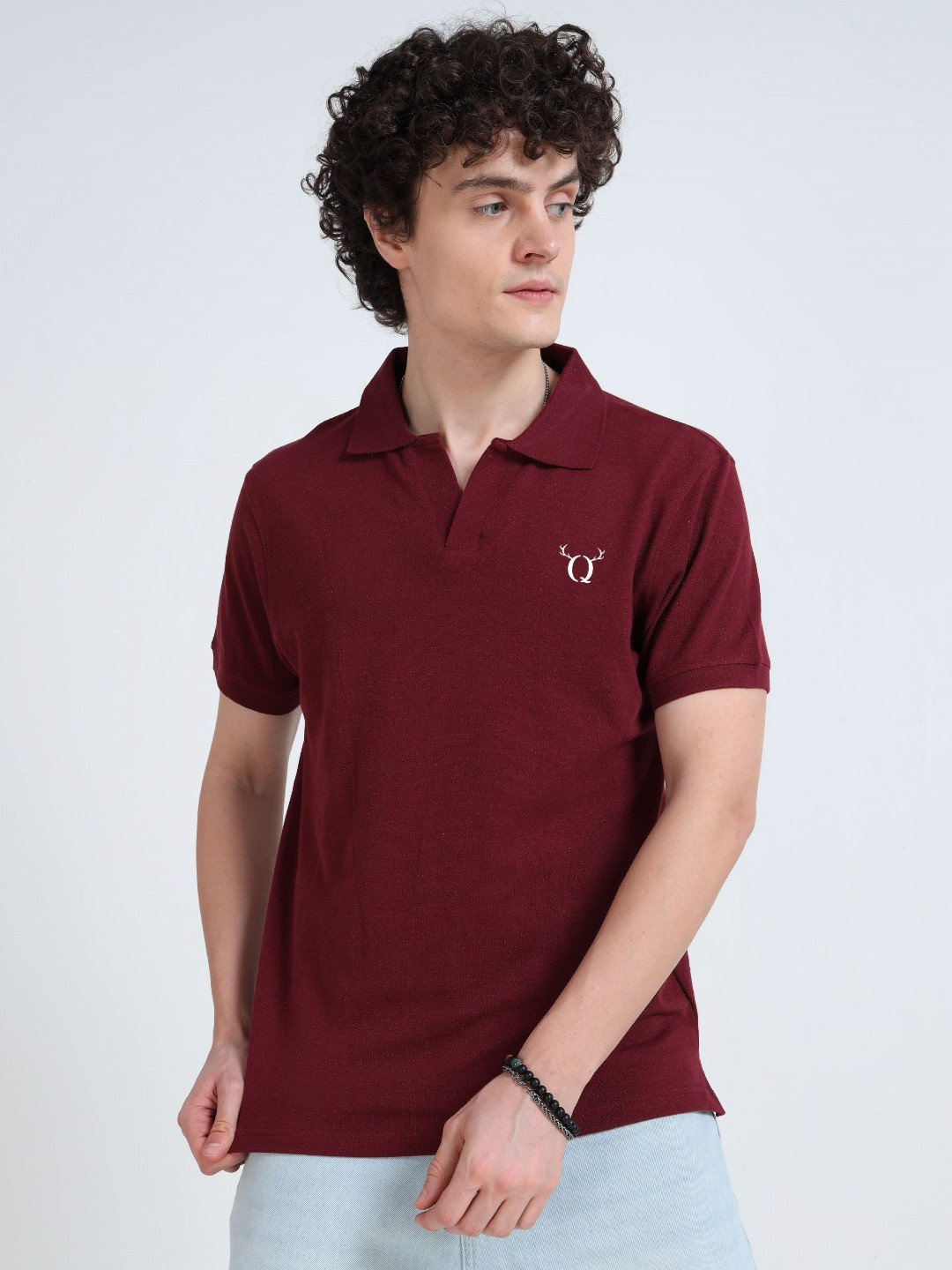Q CUT Polo Collar Short Sleeves Casual T-shirt