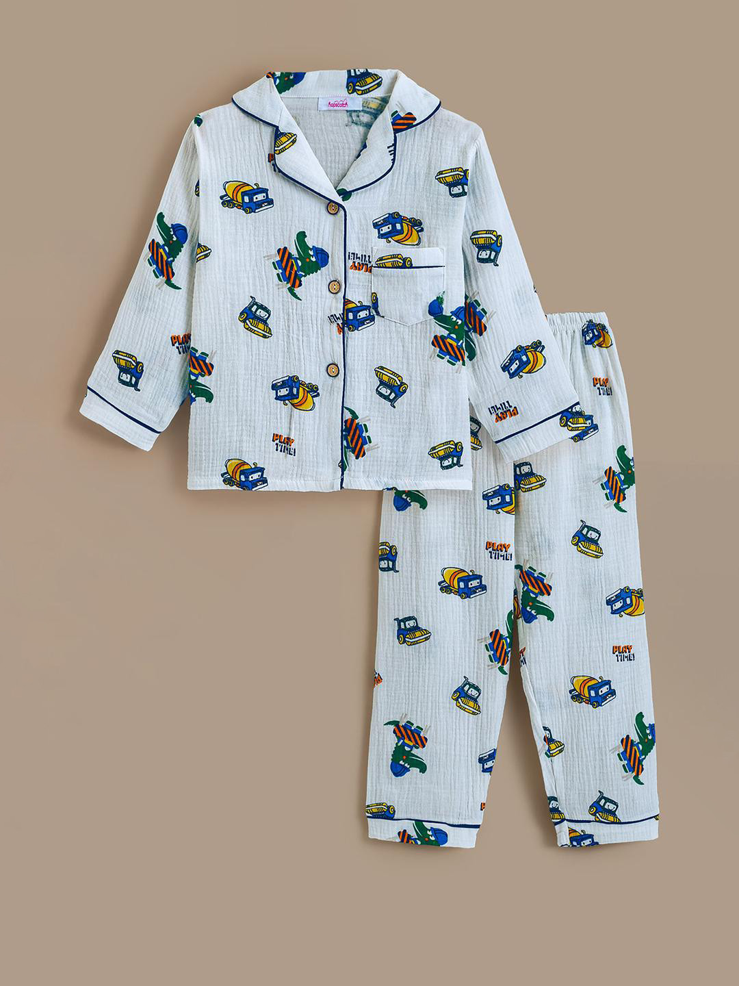 Hopscotch Kids 2-Pc White Comfy Animal Shirt & Pajama Set