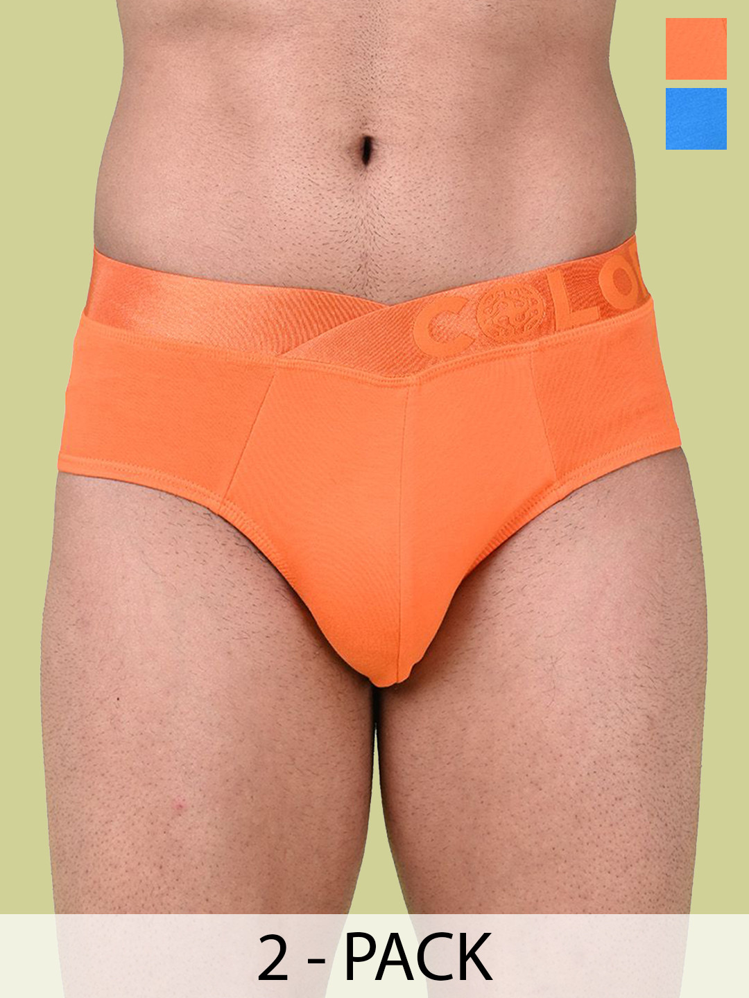 COLORS by Rupa Frontline Pack Of 2 Basic Briefs 1002-BrOrng-DBL-BrightOrange-DarkBlue
