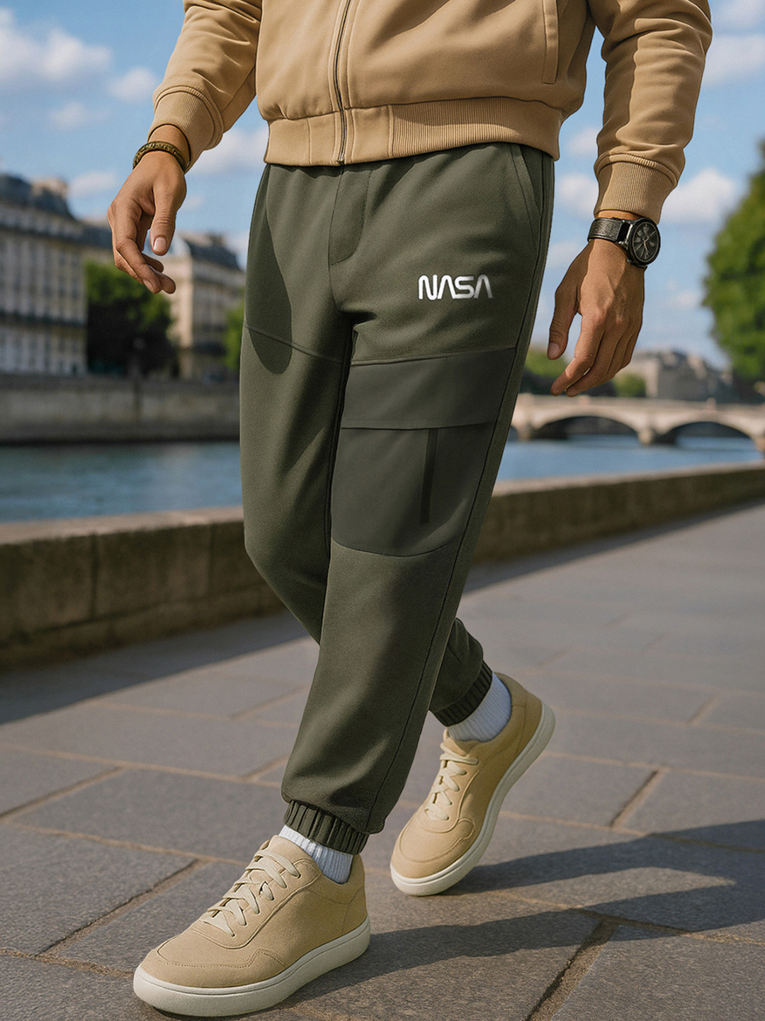 Bewakoof Men Winter Nasa Typography Oversized Fit Joggers