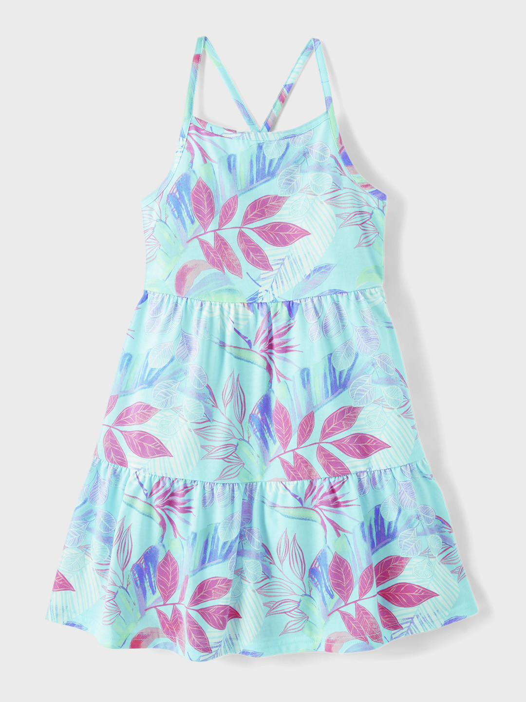 THE CHILDREN'S PLACE Printed Halter Neck Tropical Dress