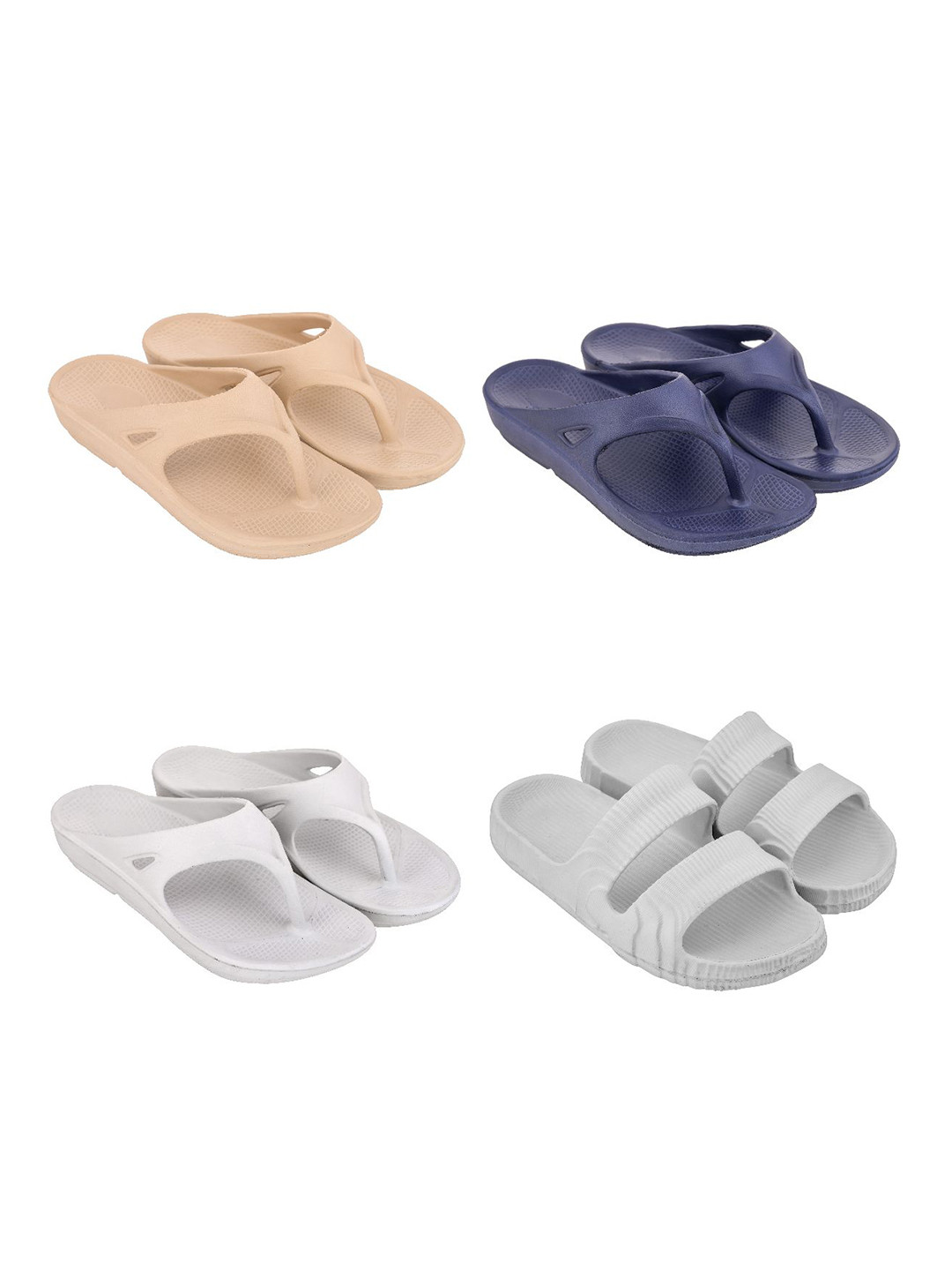 Feel alive Men Set of 4 Textured Clogs Flip Flops