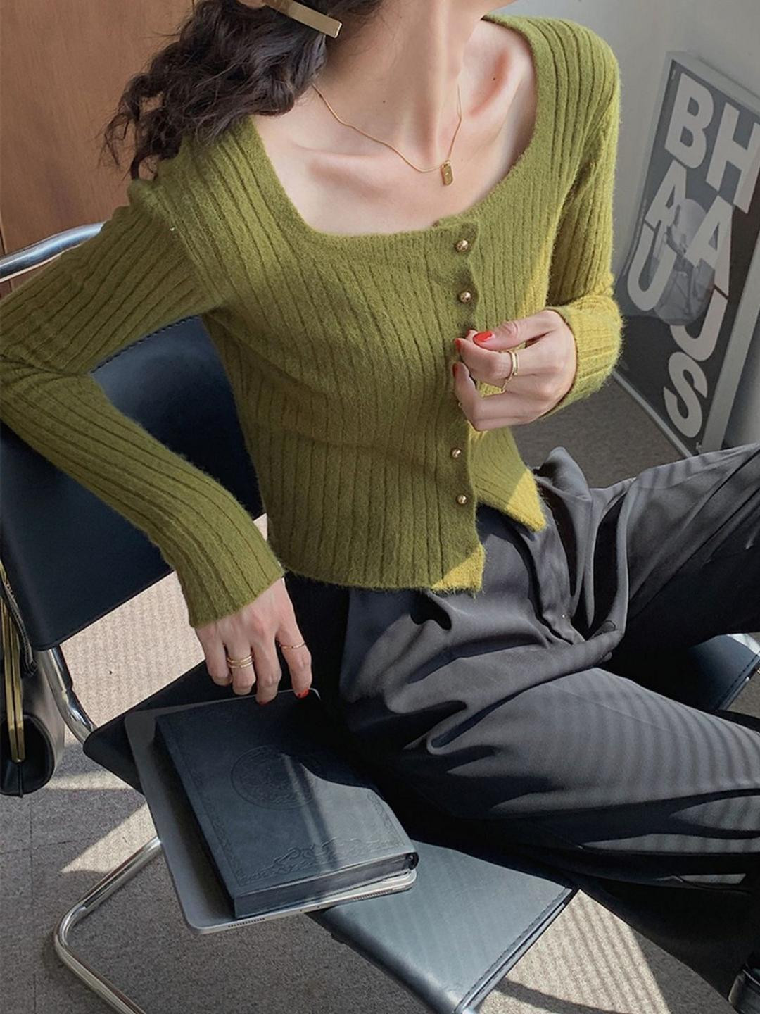 DressBerry Women Ribbed Knit Cardigan