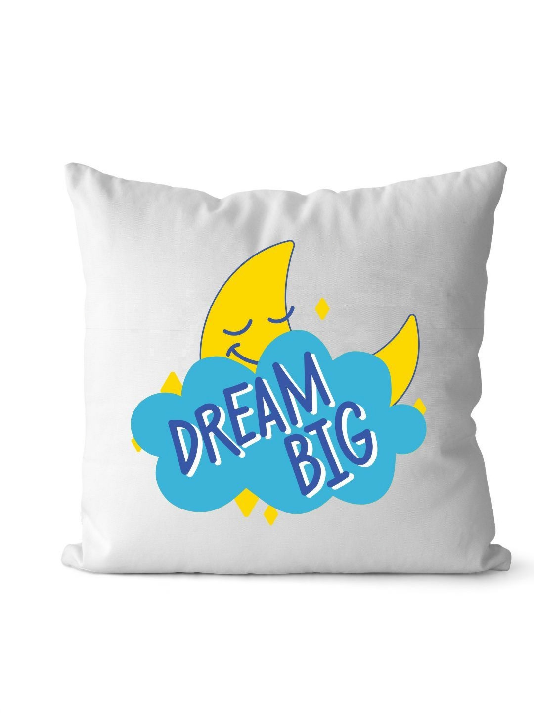 Loops n knots White & Blue Dream Big Printed Pre-Filled Cushion