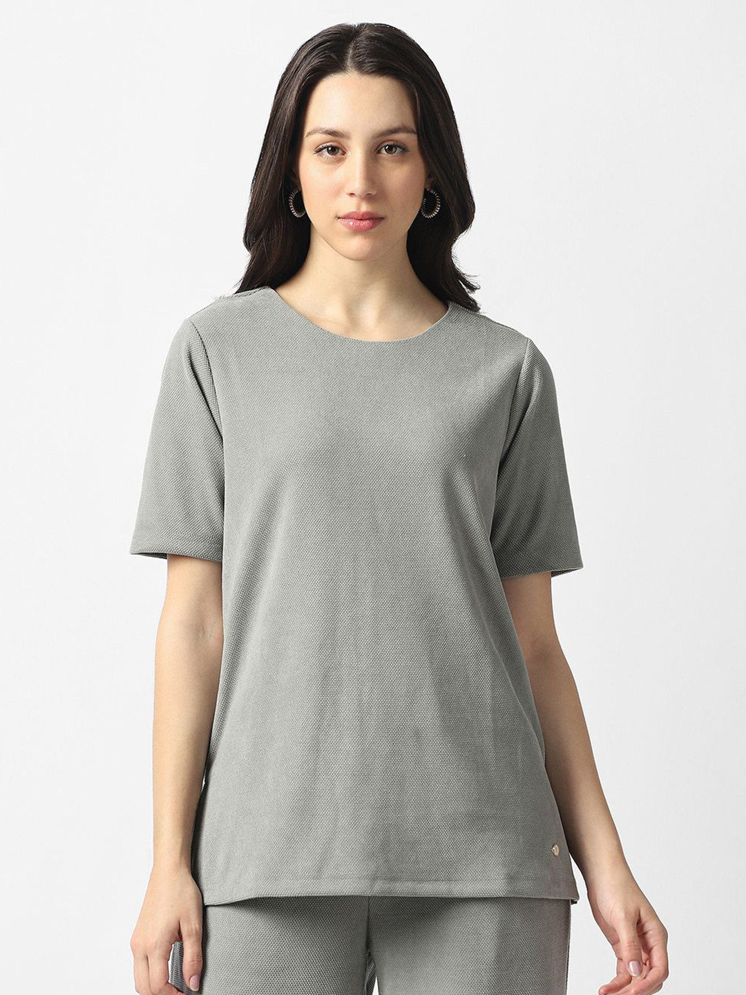 Van Heusen Woman Self Design Round Neck T-shirt