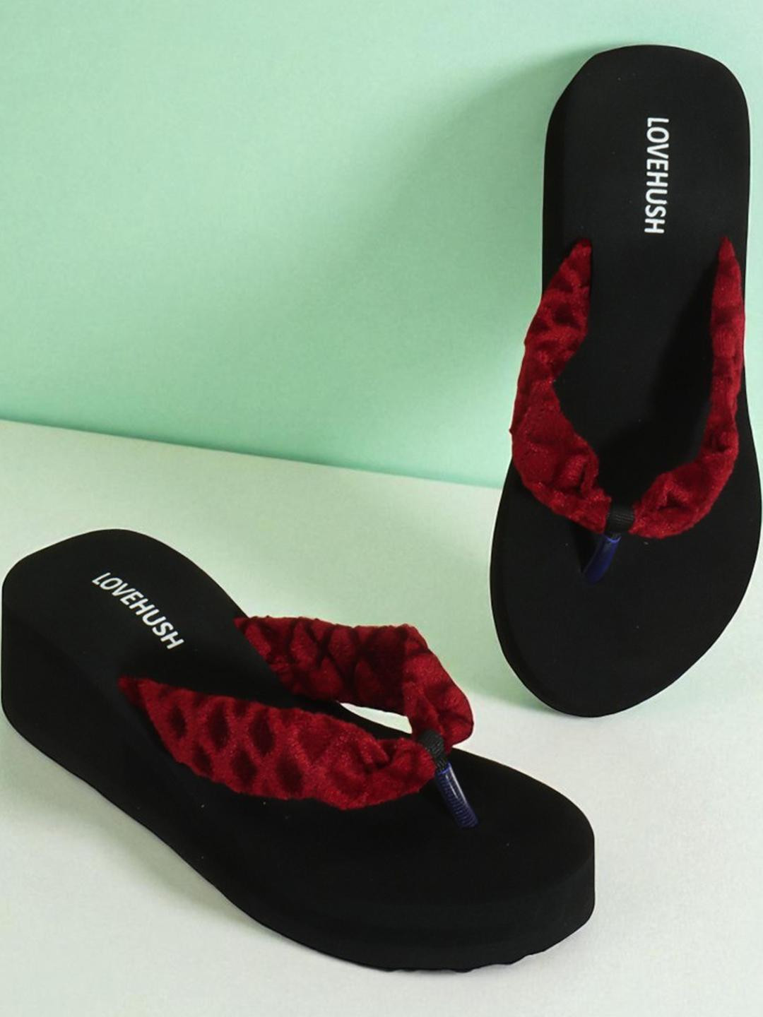 LOVEHUSH Maroon Open Back Wedge Sandals