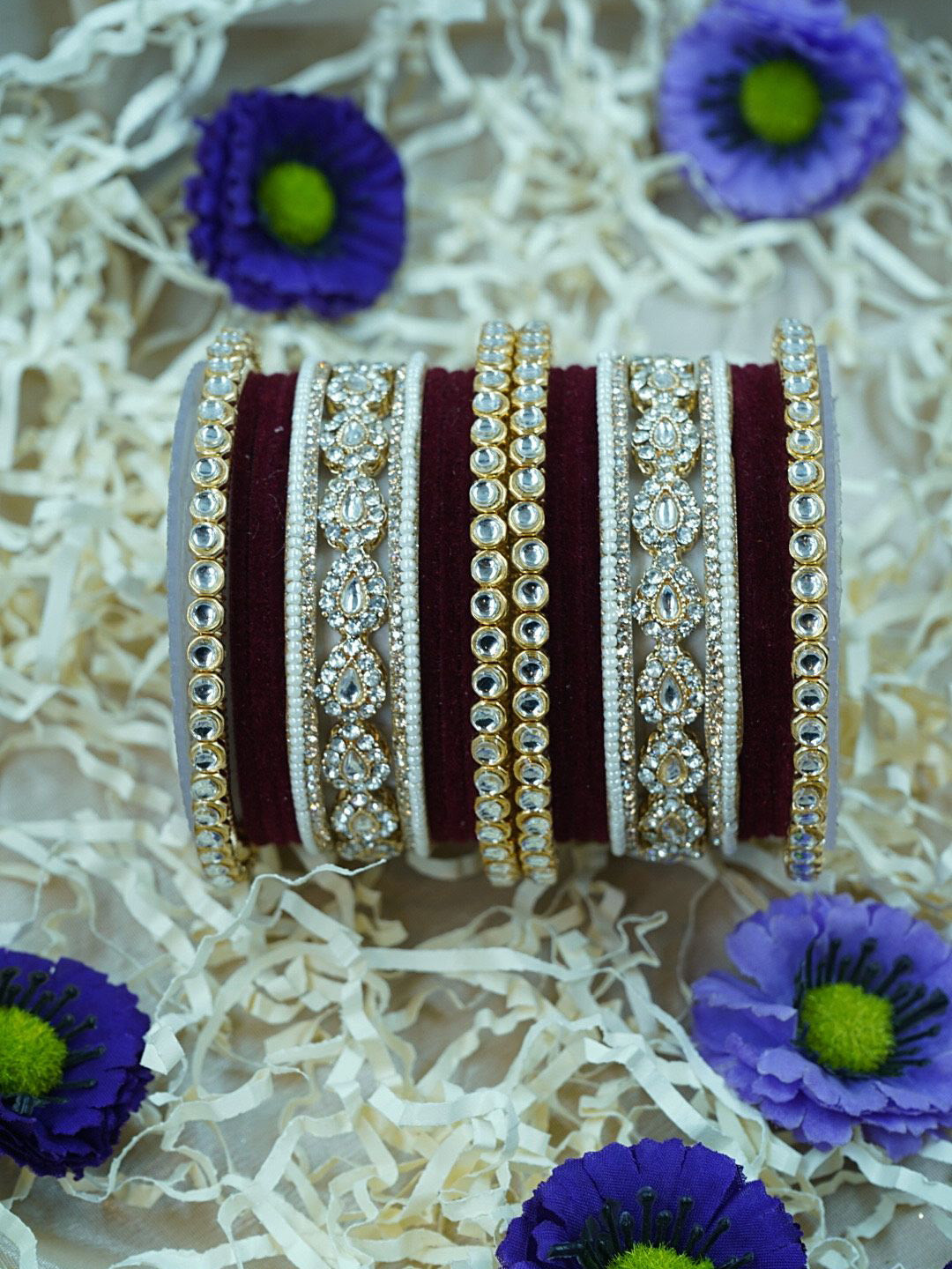 Wedding Chuda by Hitesh Bangles Set Of 22 Stones Studded And Pearls Beaded Bangles