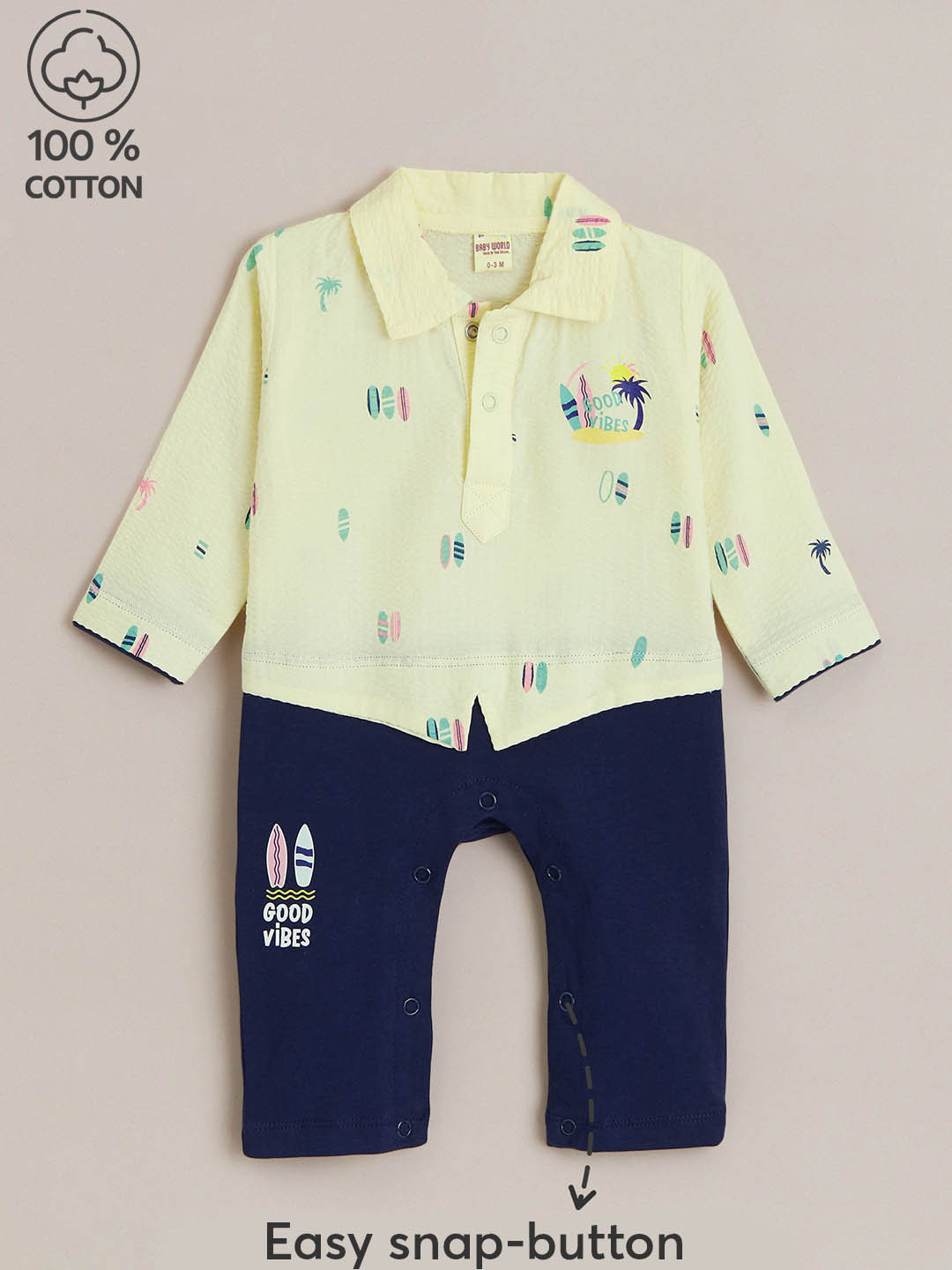 Hopscotch Boys Beach Theme Cotton Romper