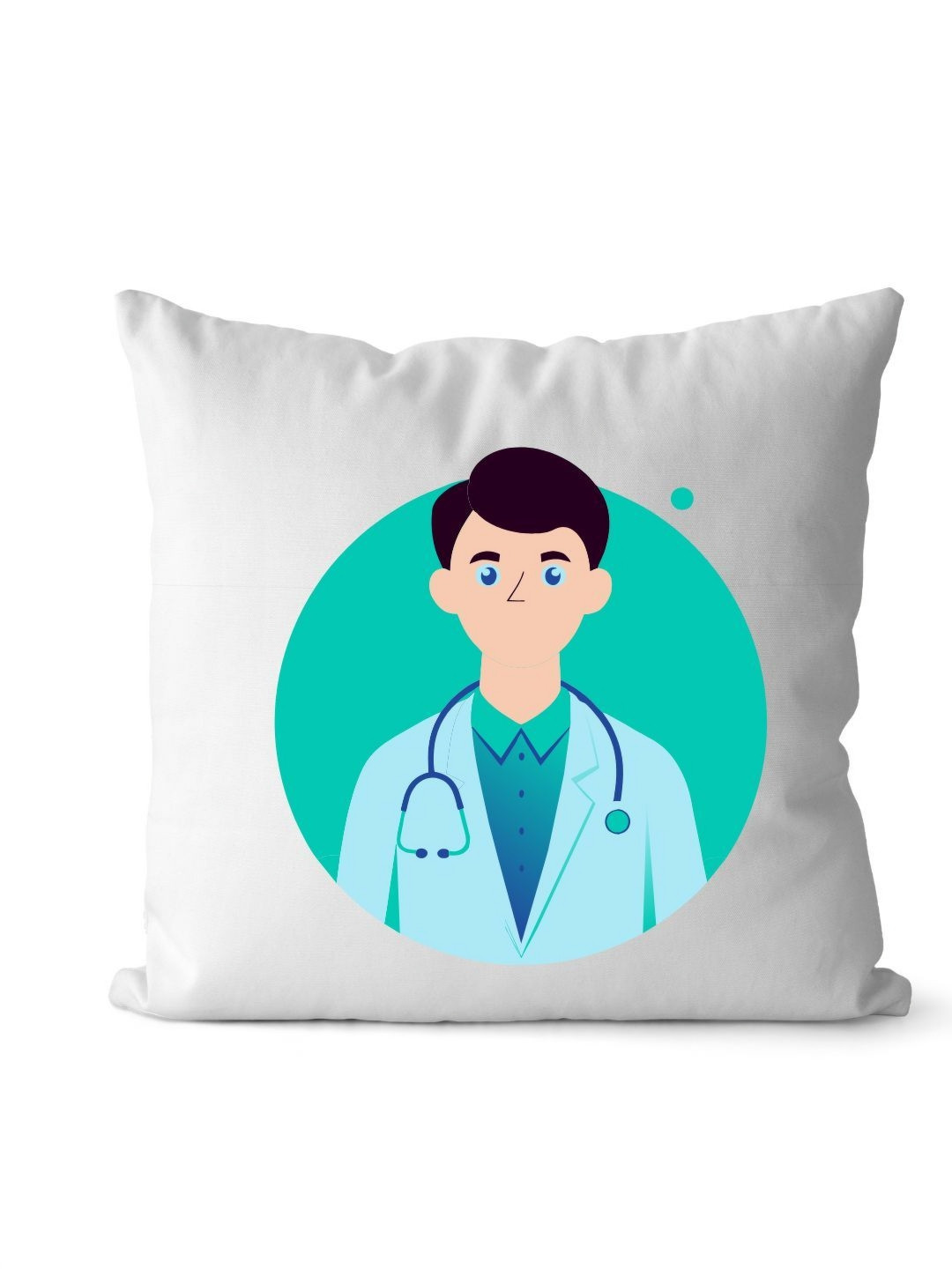 Loops n knots White & Blue Doctor Illustration Printed Pre-Filled Cushion