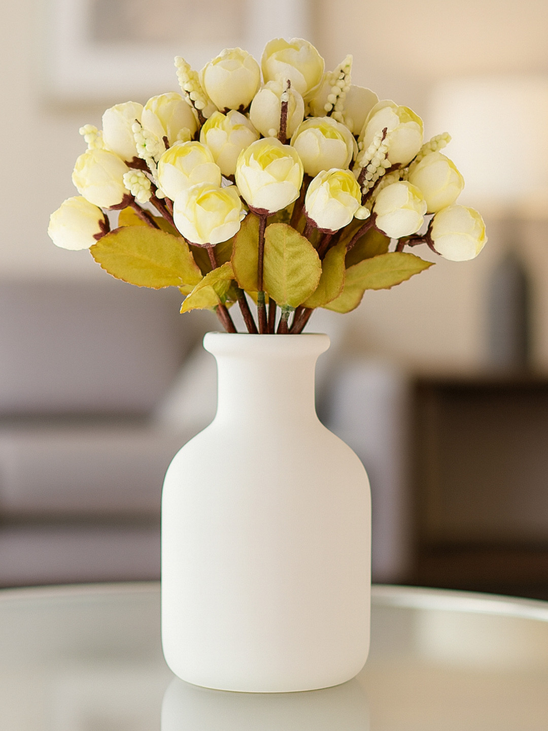 Homesake 4-Pcs White UV-Resistant Faux Rose Flower