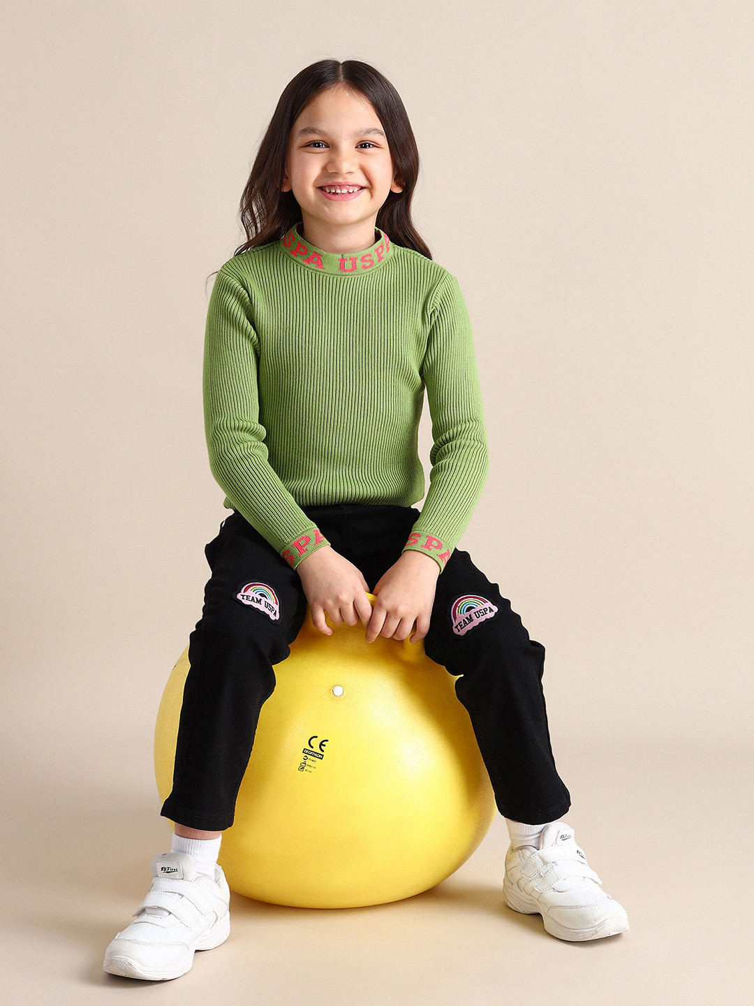 U.S. Polo Assn. Kids Girls Pure Cotton Ribbed Pullover