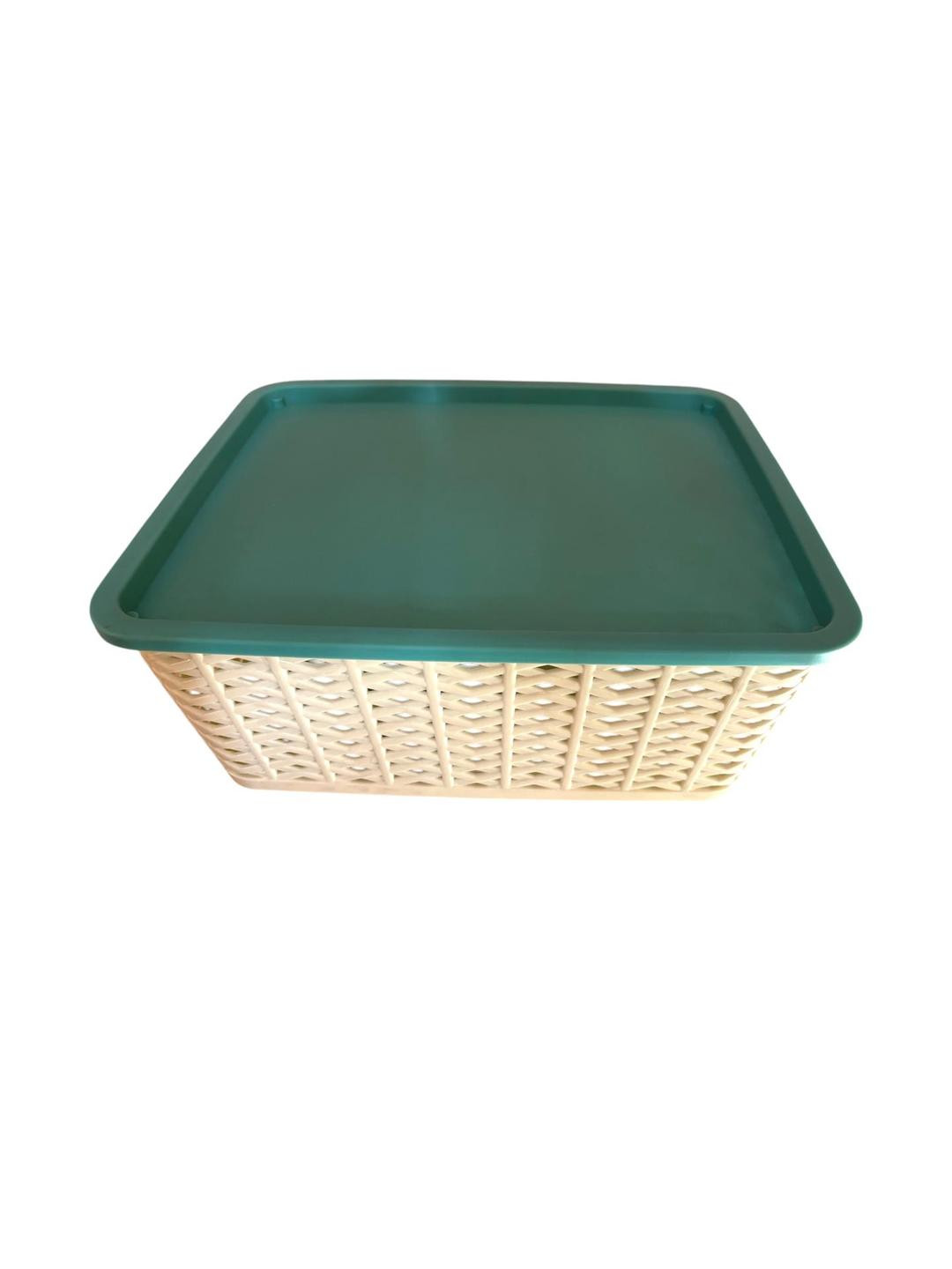 Swasti mart Plastic Cream & Green  Square Box