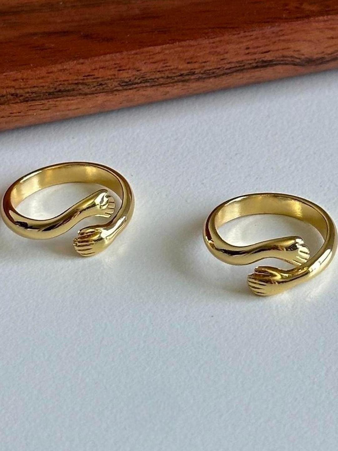 DressBerry Combo of Gold Plated Friendship Hug Finger Rings