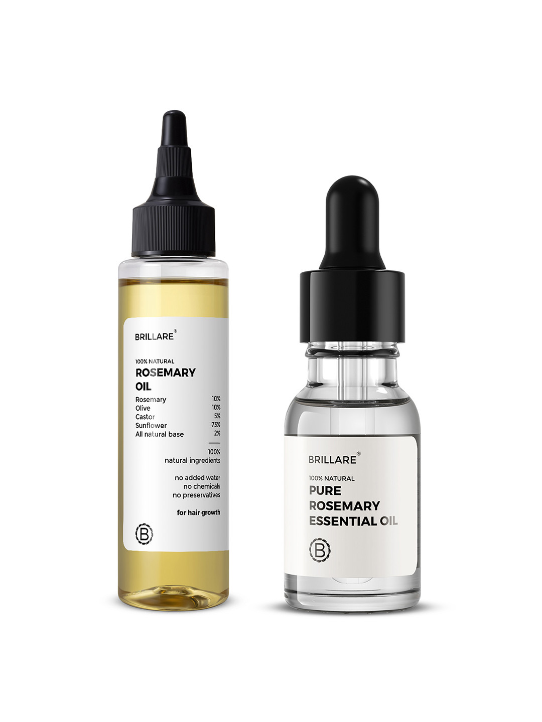 BRILLARE Set of Rosemary Hair Oil 100ml & Essential Oil 15ml for Hair Growth