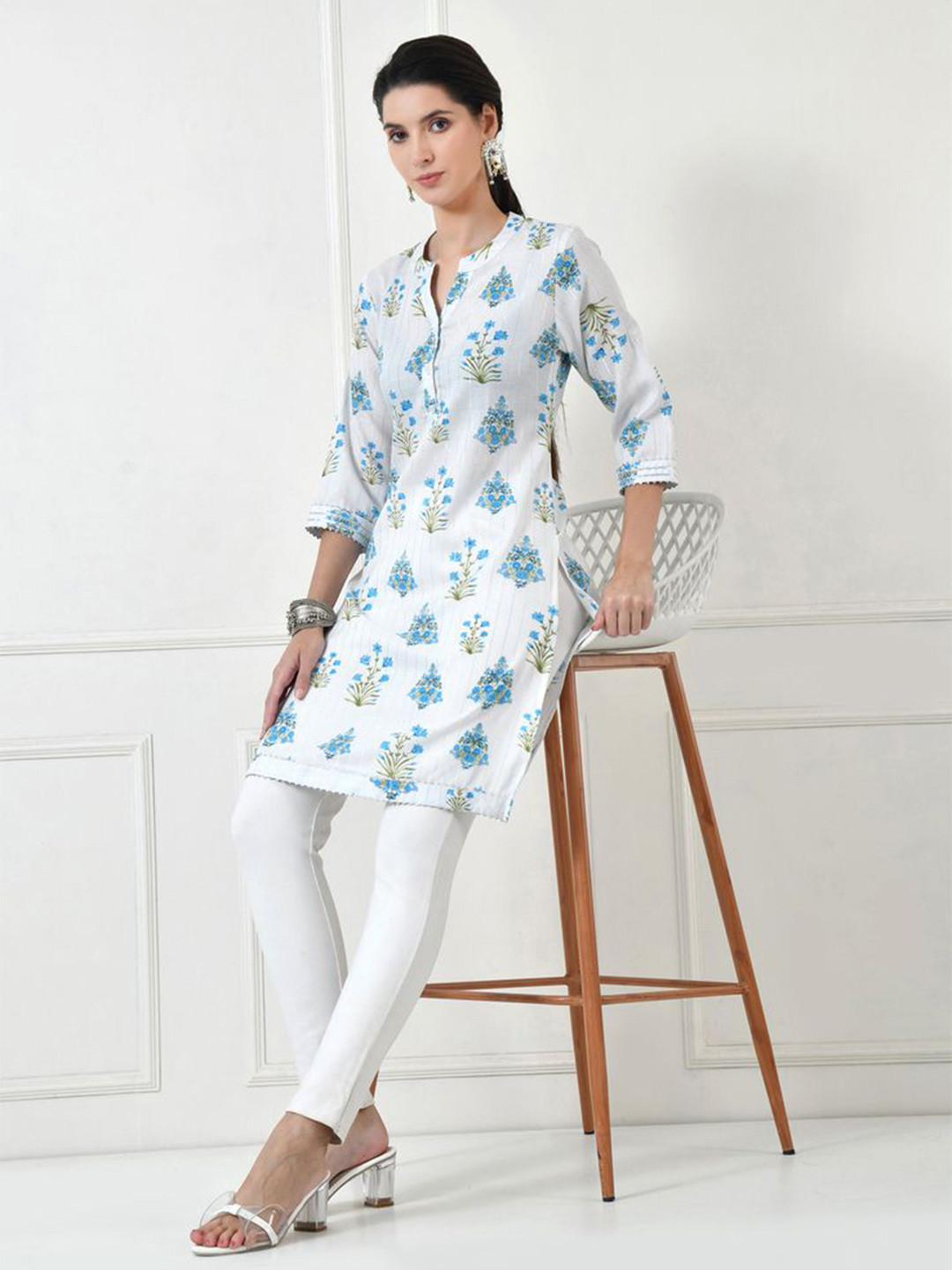 Brainbees Women Floral Printed Pure Cotton Straight Kurti