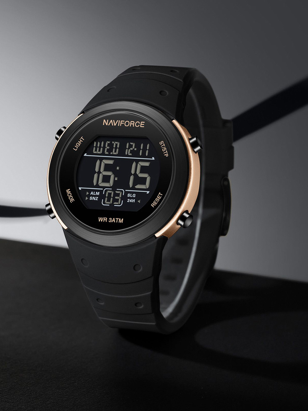 Naviforce Men Multifunctional Round Dial With Silicon Strap Digital Watch NF9246_RG B B