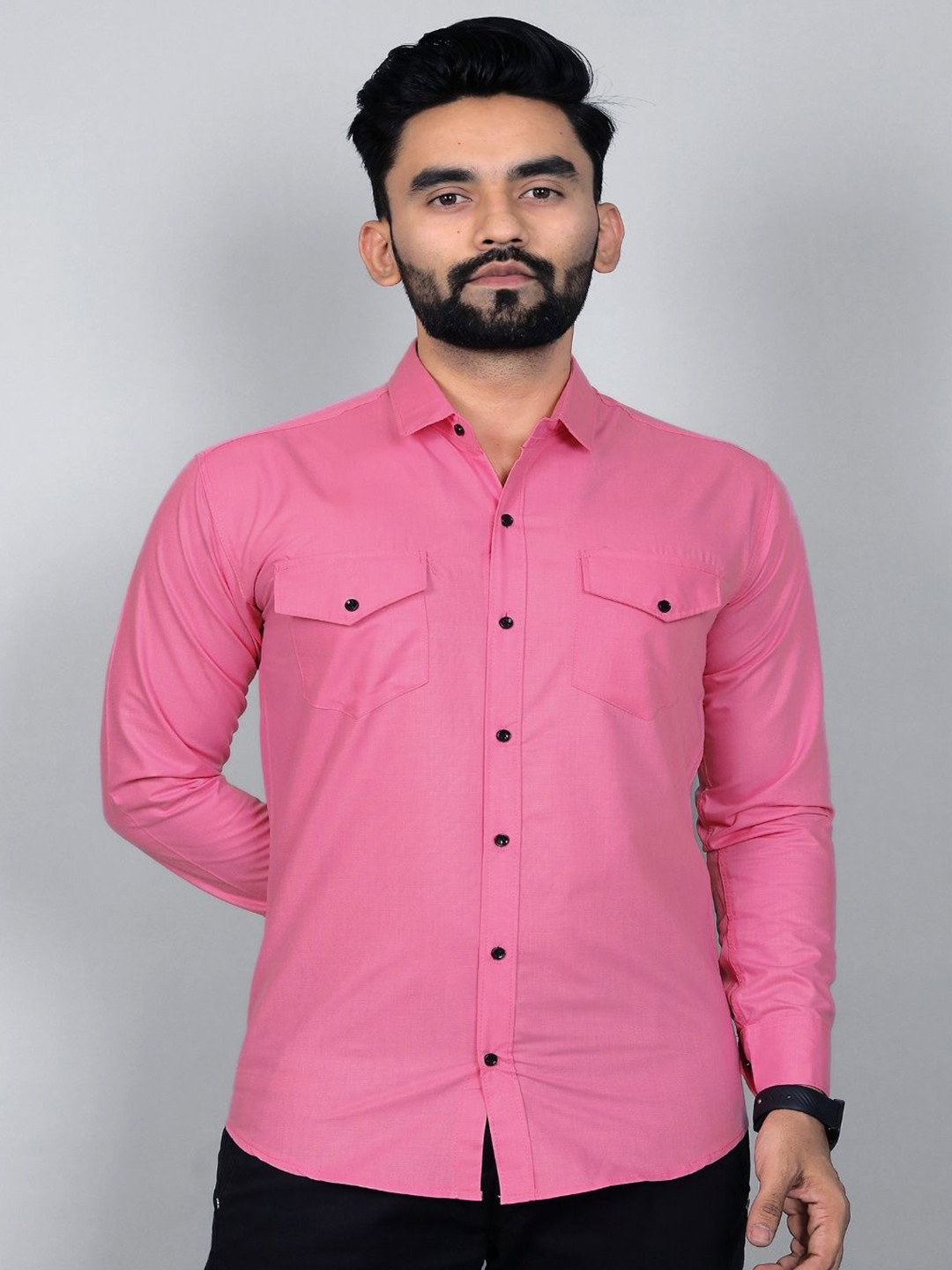 QLONZ STORESpread Collar Cotton Regular Fit Shirt