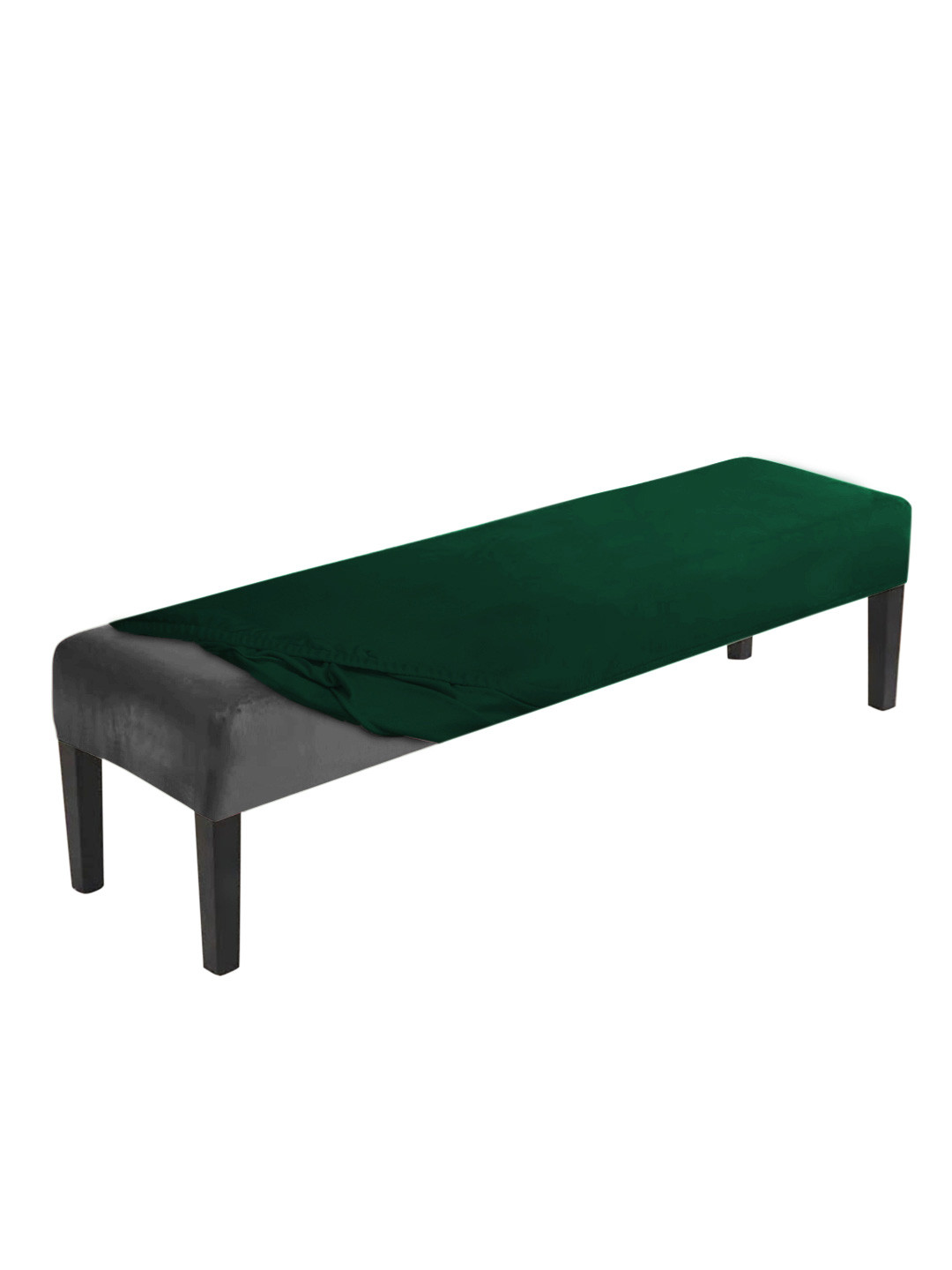 HOKIPO Green Velvet 210 GSM Dining Bench Cover