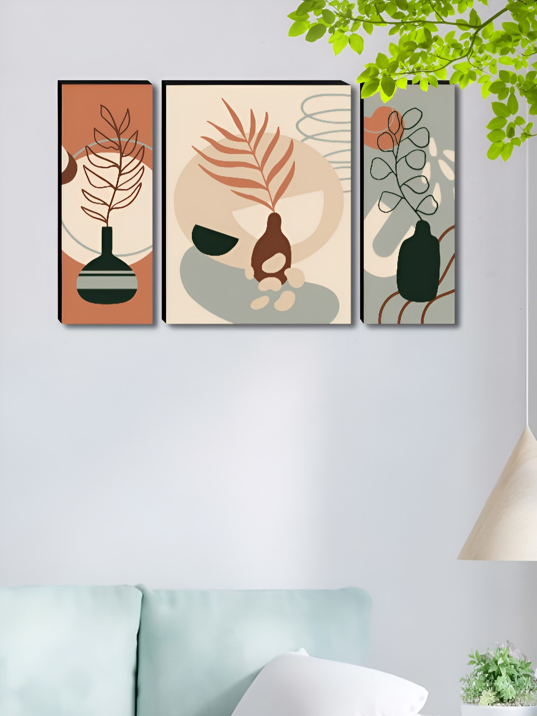 SAF Cream & Grey 3 Piece Wall Living Room