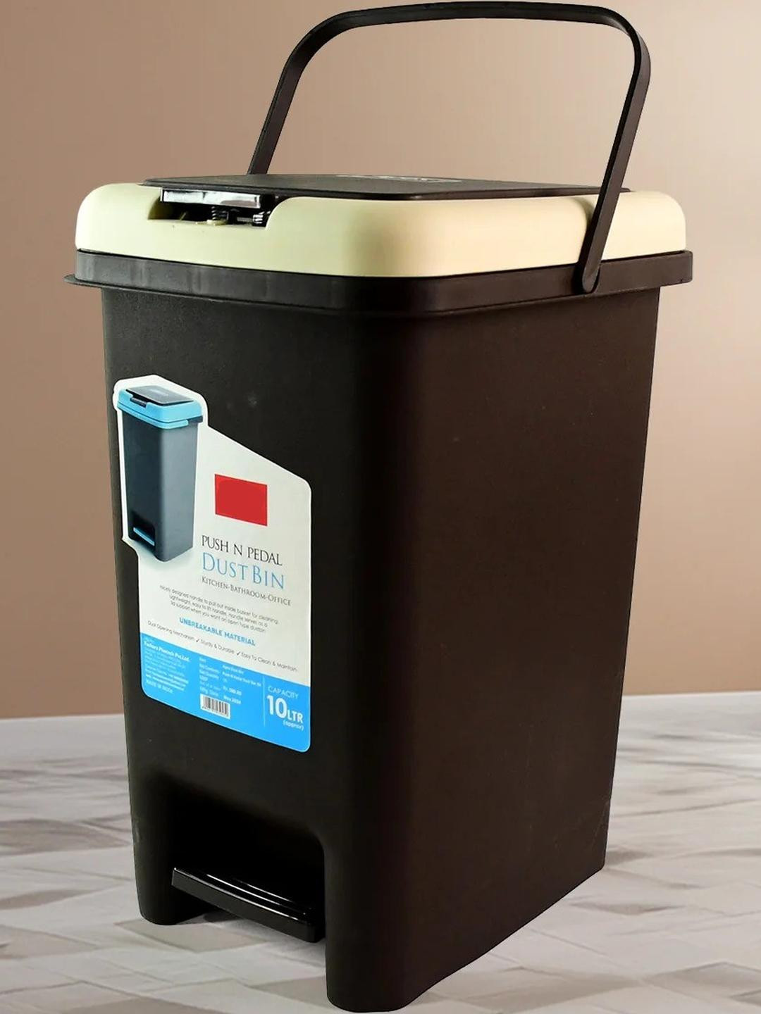 DeoDap Black Plastic 10L Capacity Bin