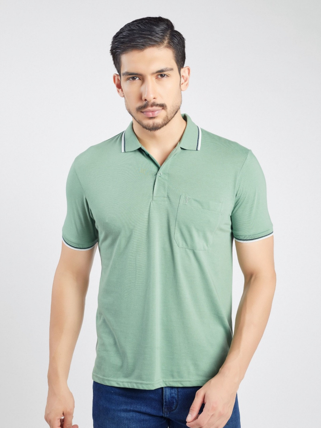 PRORIDERS Men Solid Green Regular Fit Polo T-shirt