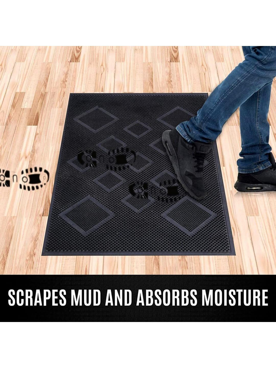 CROWN MATTINGS Black 1400 GSM Plastic Bath Rugs