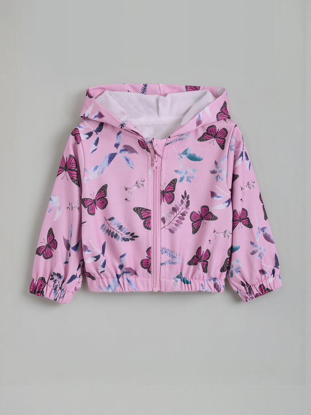 Hopscotch Kids Girls Pink Hooded Bomber Jacket