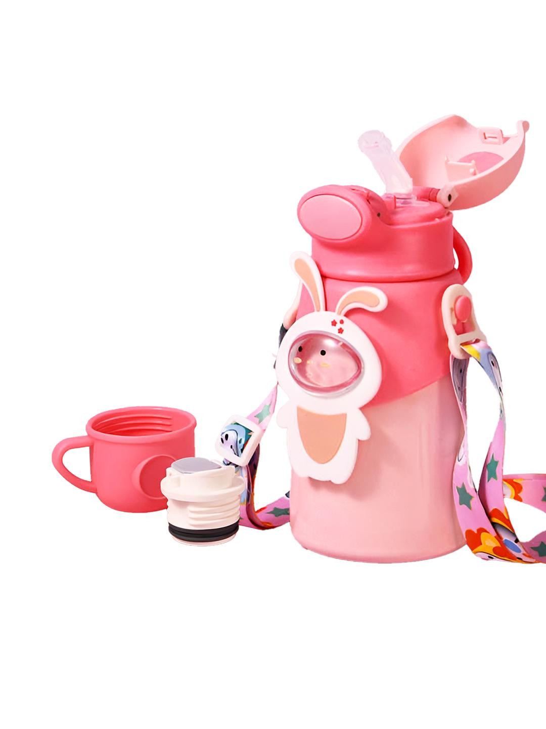 JOYFILLS Pink Bunny Stainless Steel 500 ML Sipper Water Bottle