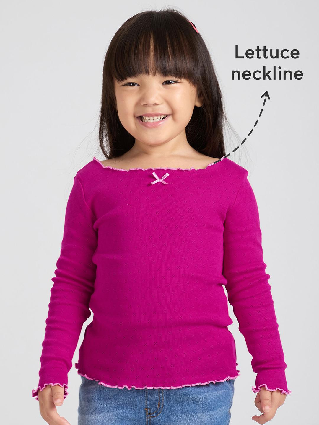 Hopscotch Girls Lettuce Ribbed Ruffle T-shirt