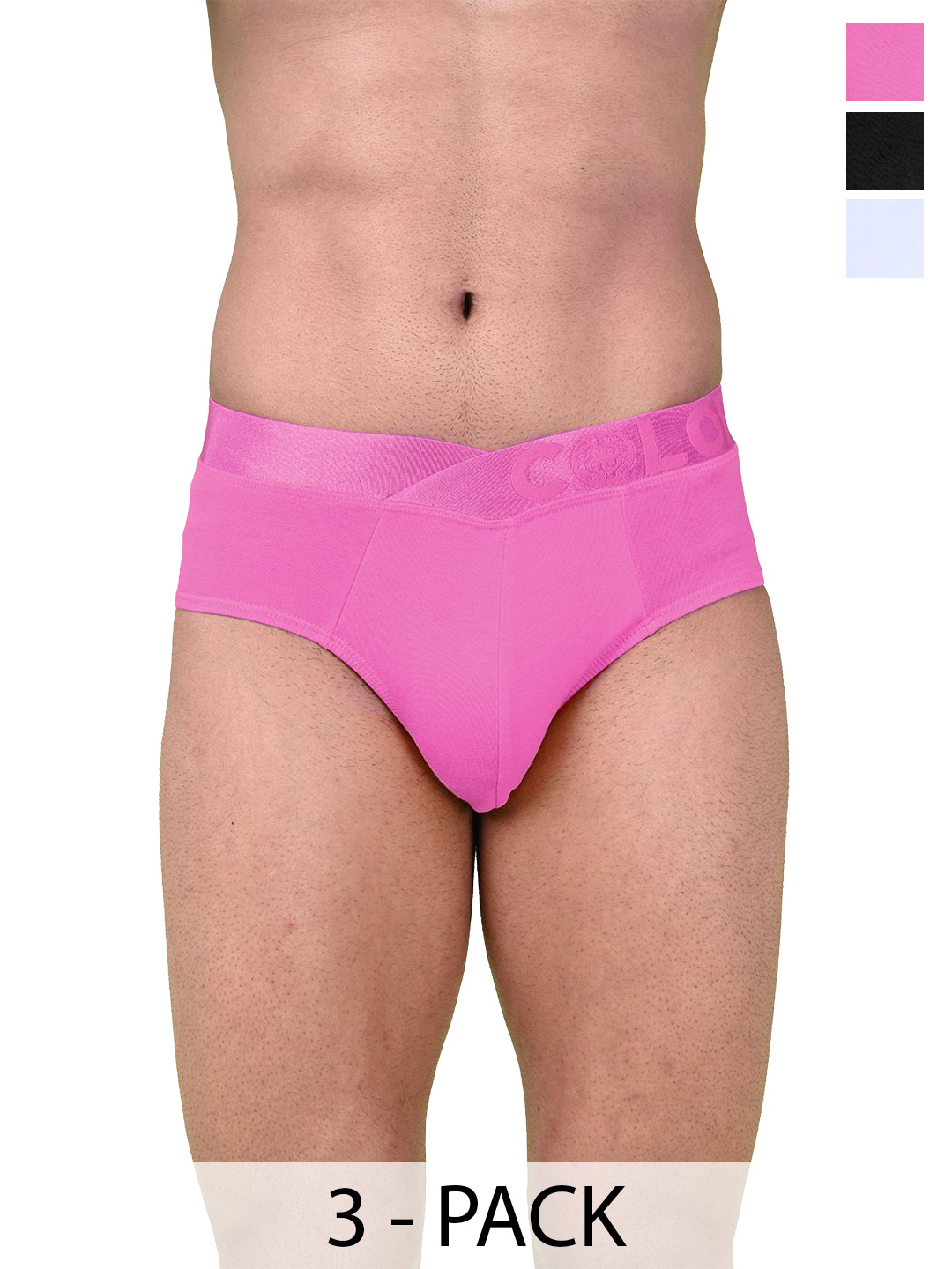 COLORS by Rupa Frontline Pack Of 3 Anti-Pilling Mid-Rise Basic Briefs 1002-B-PhPnk-W
