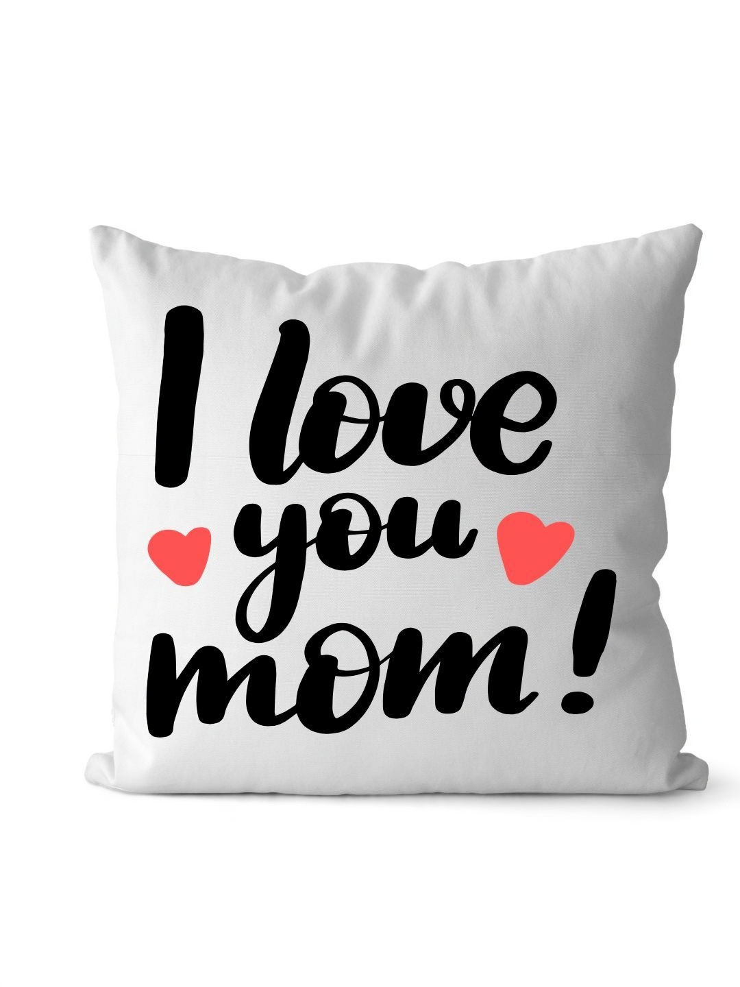 Loops n knots White & Black I Love You Mom Printed Pre-Filled Cushion