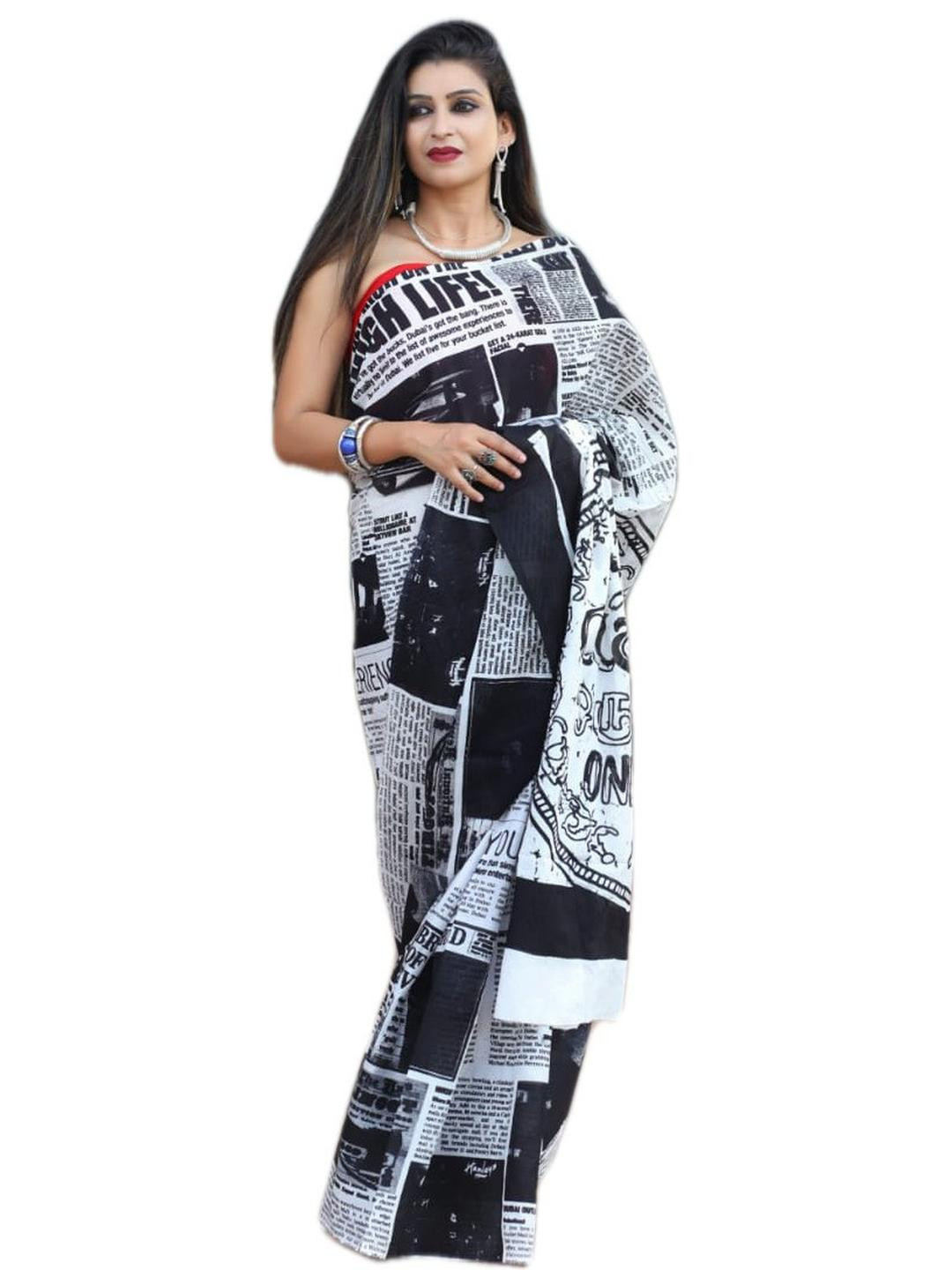 Lovwear White Pure Cotton  Sarees