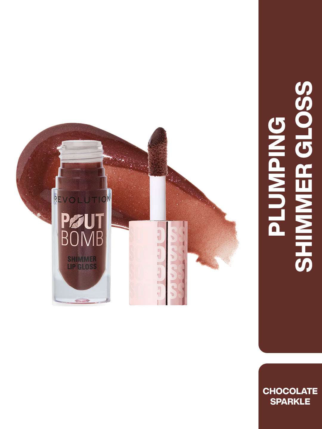 Makeup Revolution London Pout Bomb Shimmer Lip Gloss 4.5ml - Chocolate Sparkle