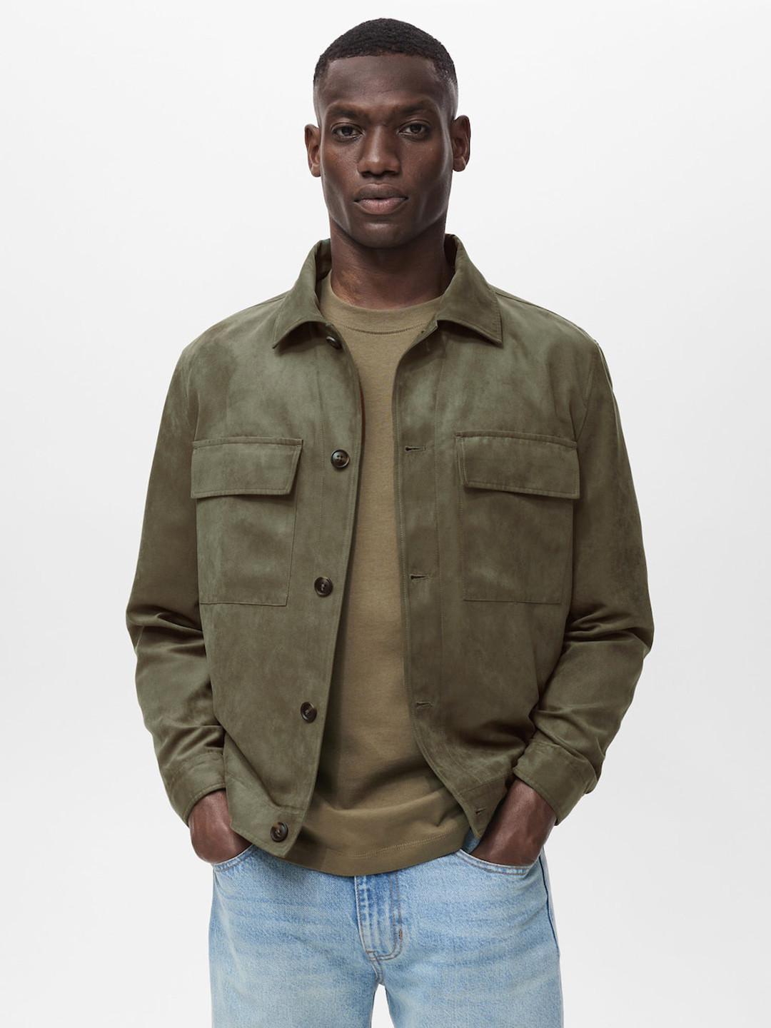 MANGO MAN Suede-Finish Tailored Jacket