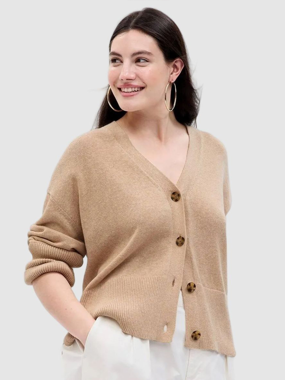 GAP Relaxed-Fit Full-Sleeve V-Neck Classic Cardigan