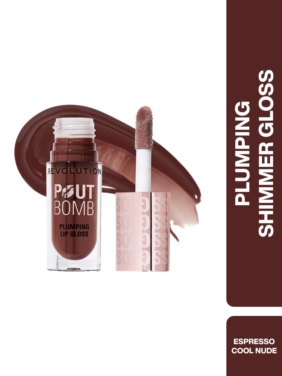Makeup Revolution London Pout Bomb Plumping Lip Gloss - 4.6 ml - Espresso Cool Nude