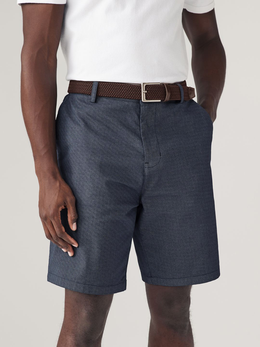 NEXT Men Self-Design Chino Shorts with Belt