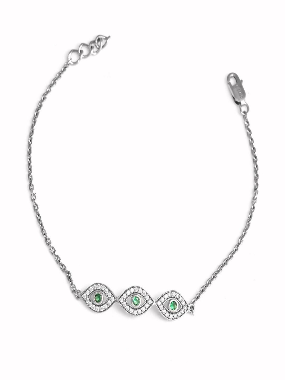 Vinayak Jewellers 925 Sterling Silver The Emerald Vision Zirconia Silver Bracelet