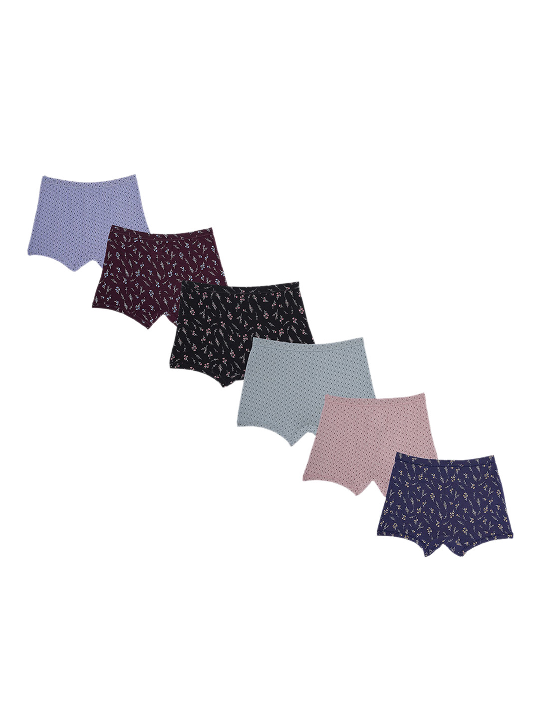 Red Rose Girls Pack Of 6 Printed Modal Boy Shorts Briefs