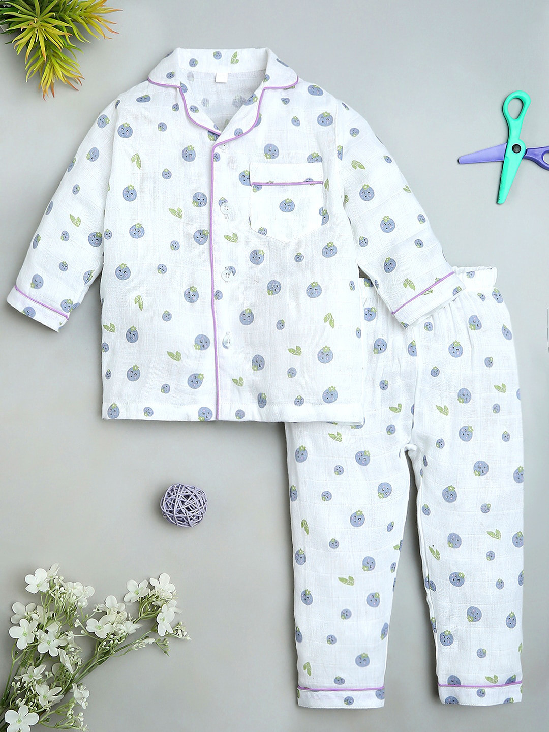 Fancy Fluff Kids Bamboo Cotton Printed Night suit