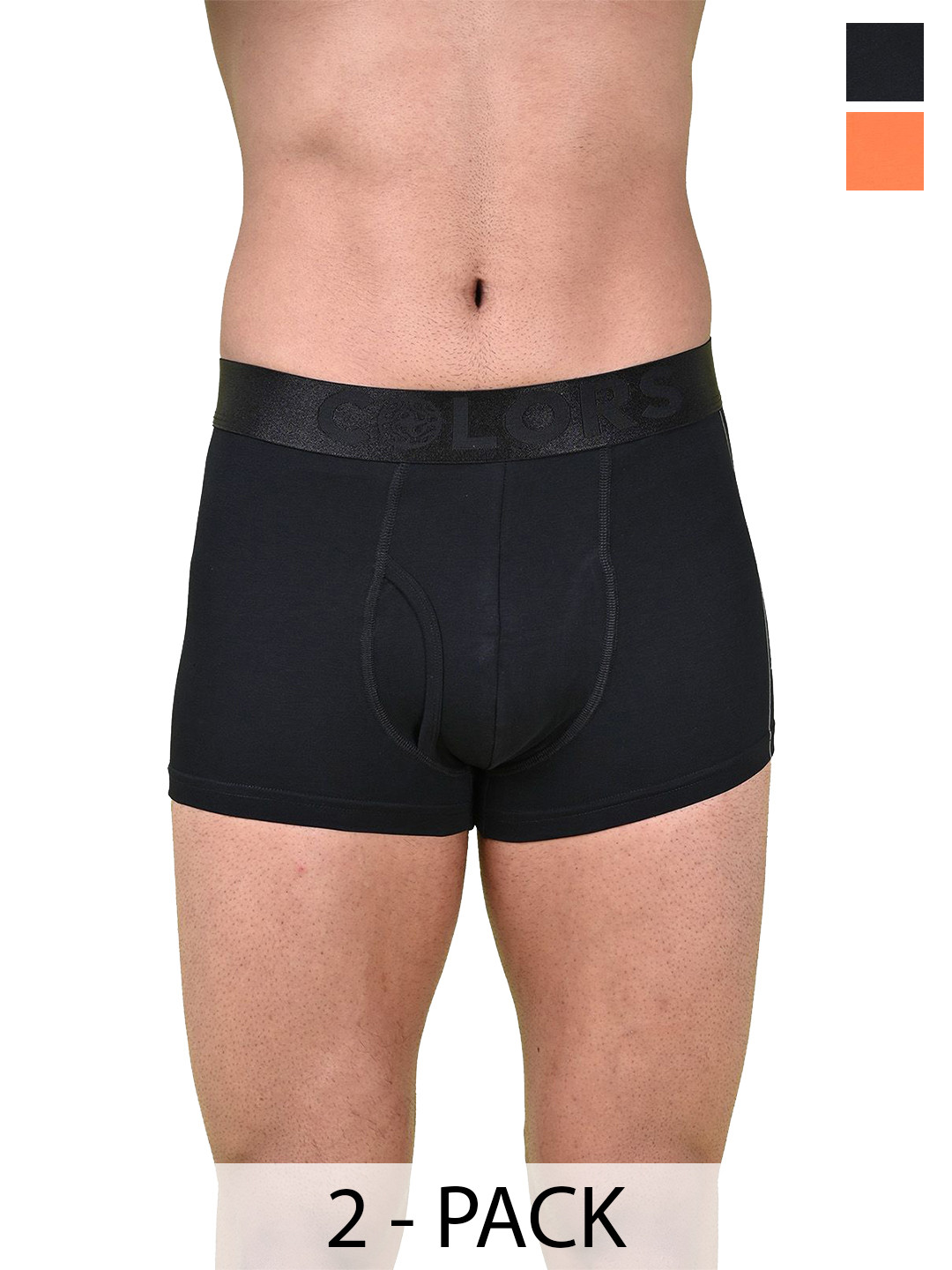 COLORS by Rupa Frontline Pack Of 2 Trunks 1001-B-BrOrng-Black-BrightOrange