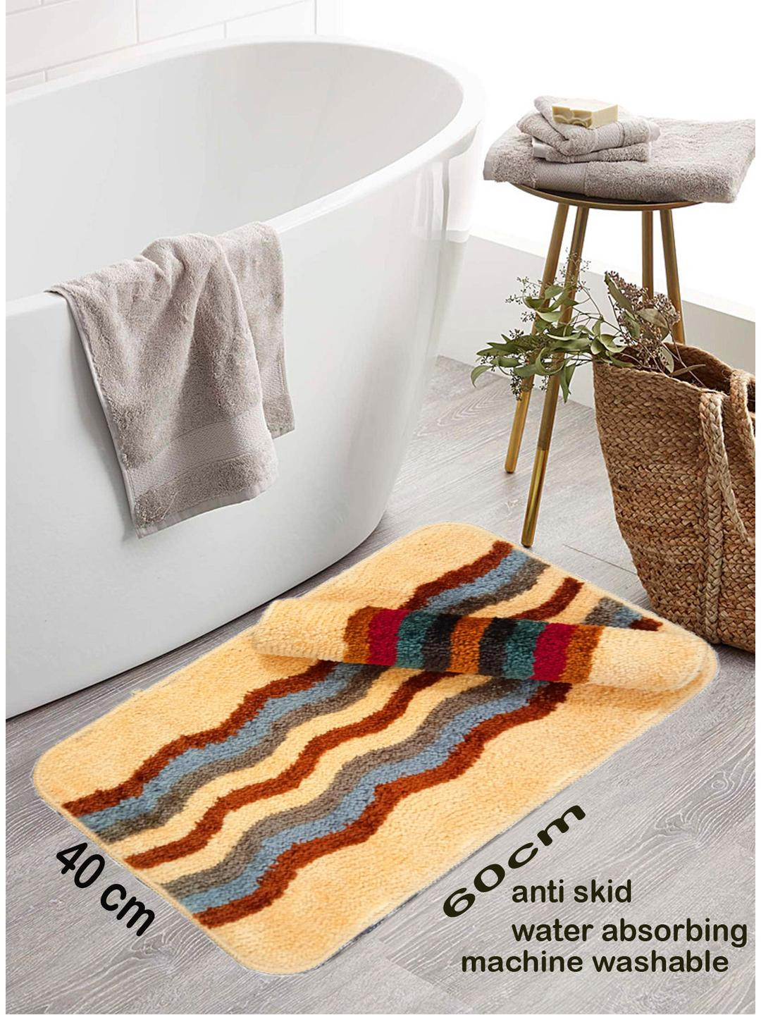 CROWN MATTINGS Yellow 1400 GSM Microfibre Bath Rugs