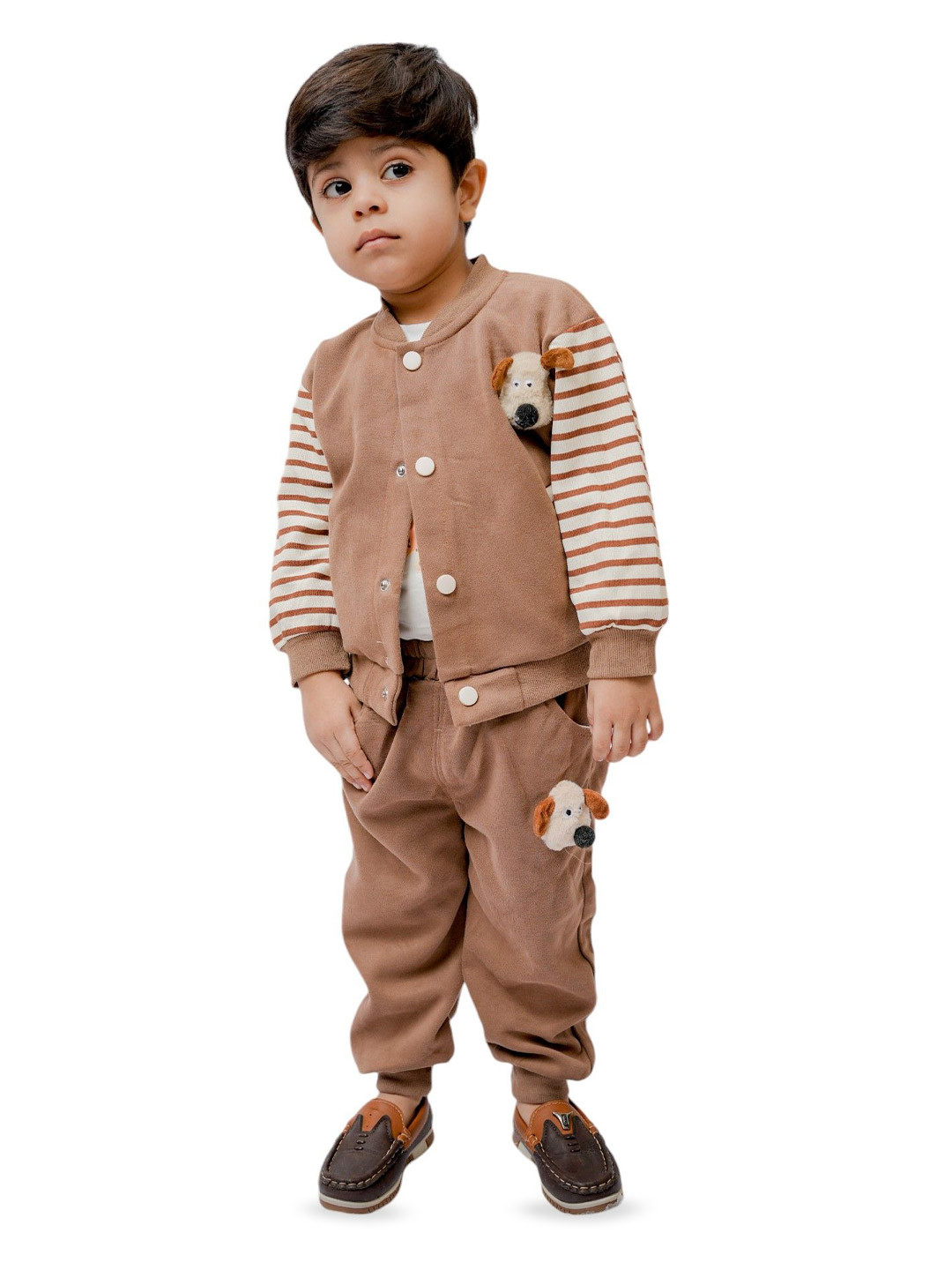FREE BIRDS Kids Striped Pure Cotton Sweatshirt With Jogger