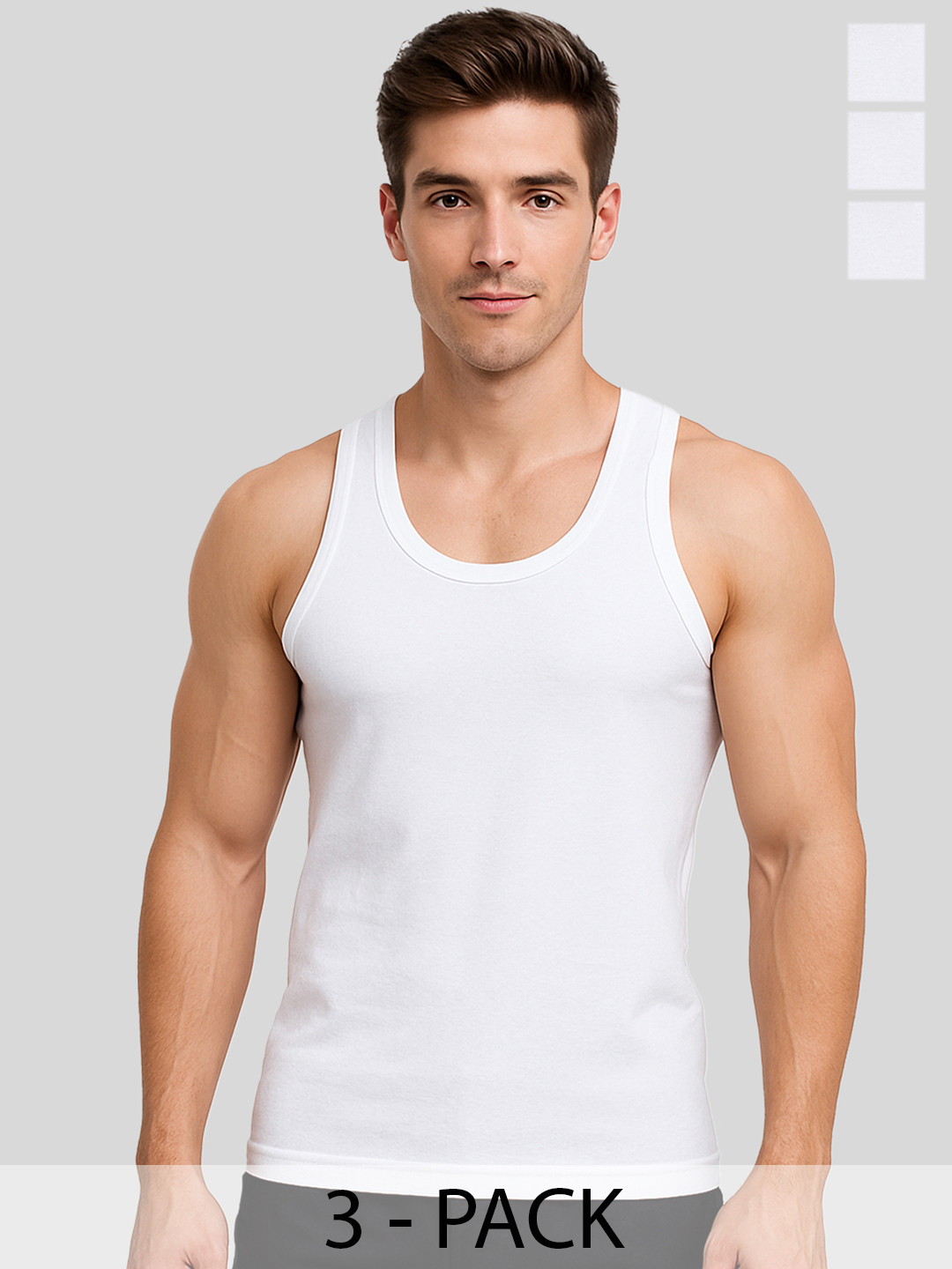Amul Comfy Men's Pure Cotton White Vest Pack of 3