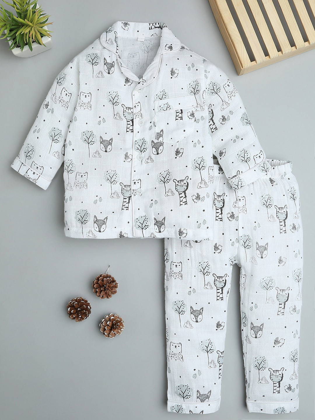 Fancy Fluff Kids Bamboo Cotton Printed Night suit