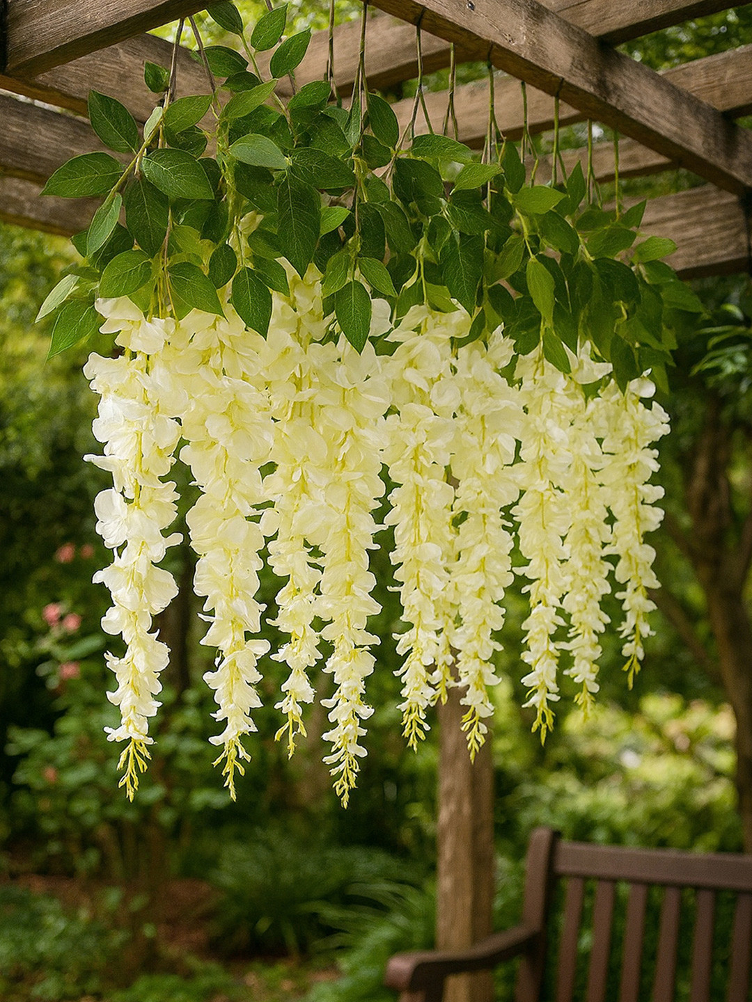 Homesake 6-Pcs White Faux Wisteria Vine Hanging Flower